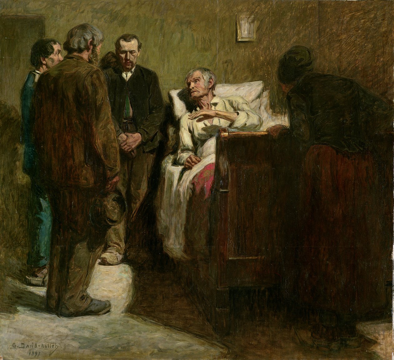 Dělník a jeho děti, 1897 olej na plátně od Germain David Nillet