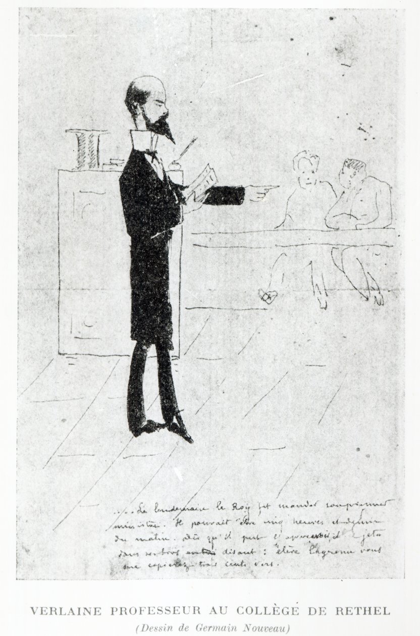 Verlaine vyučoval v Institution Notre-Dame v Rethel, 1877-79 (pero, inkoust a pastelka) od Germain Nouveau