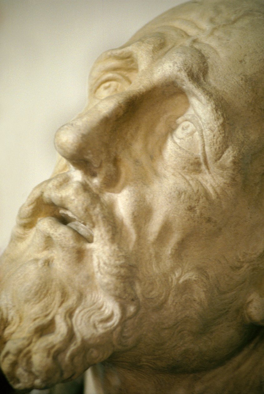Sv. František přijímající stigmata, detail hlavy, mramor cca 1580 viz také 248124, 248125 a 248127 od Germain Pilon