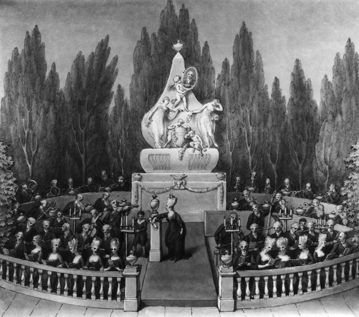 Koncert (pero, inkoust a mytí na papíře) od German School