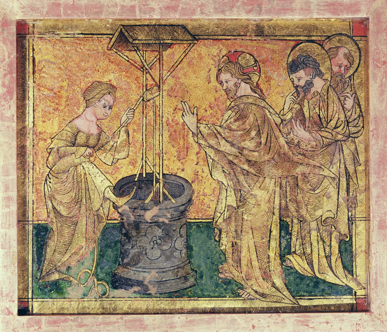 Kristus a žena Samaří u studny (tempera na panelu) od German School