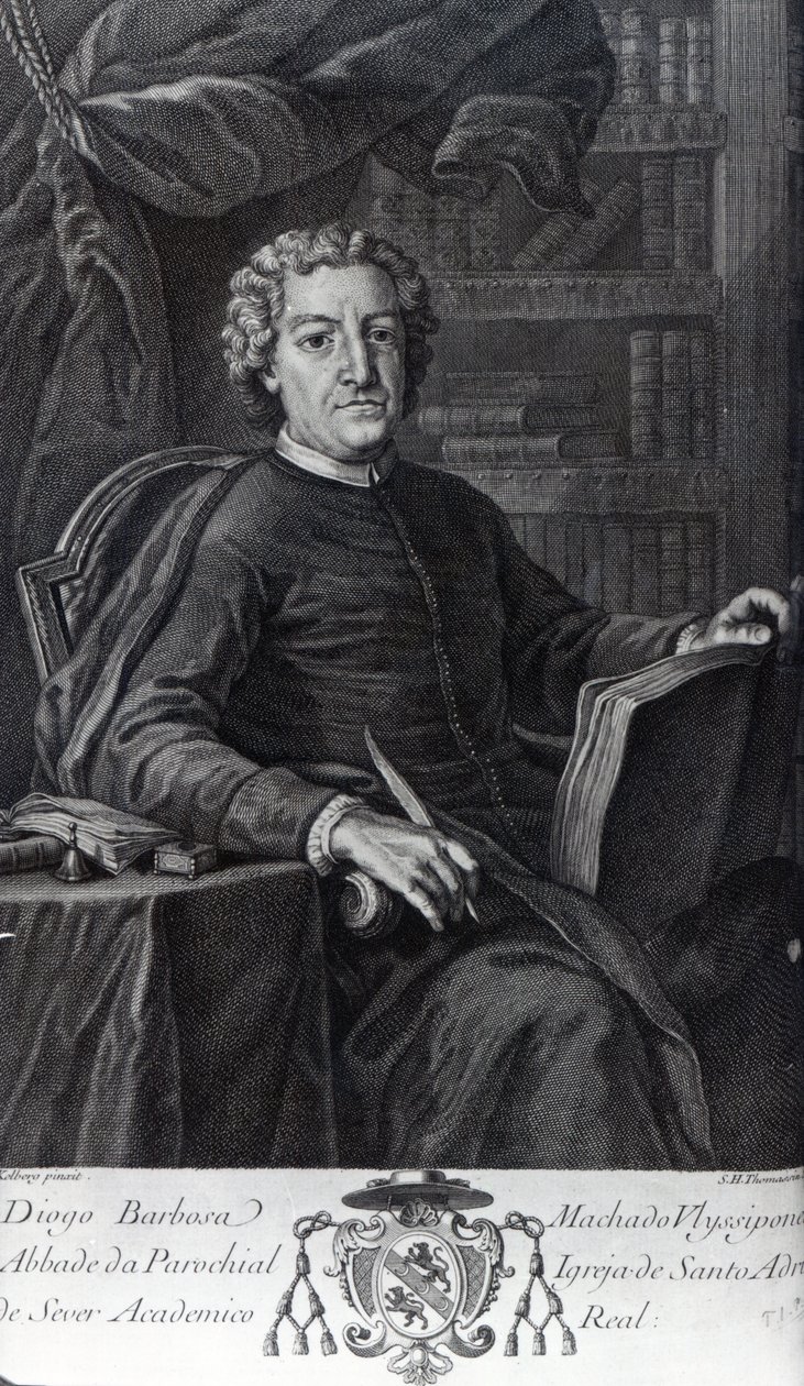 Diogo Barbosa Machado, přední strana jeho „Bibliotheca Lusitana“, vyryl Simon Thomassin od German School