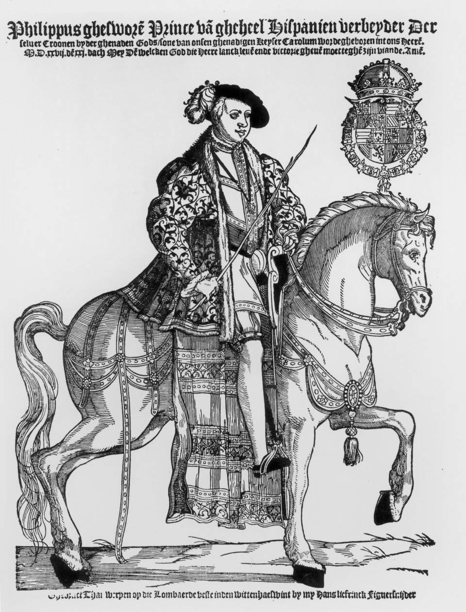 Jezdecký portrét Filipa II. (1527-98) Španělska od German School