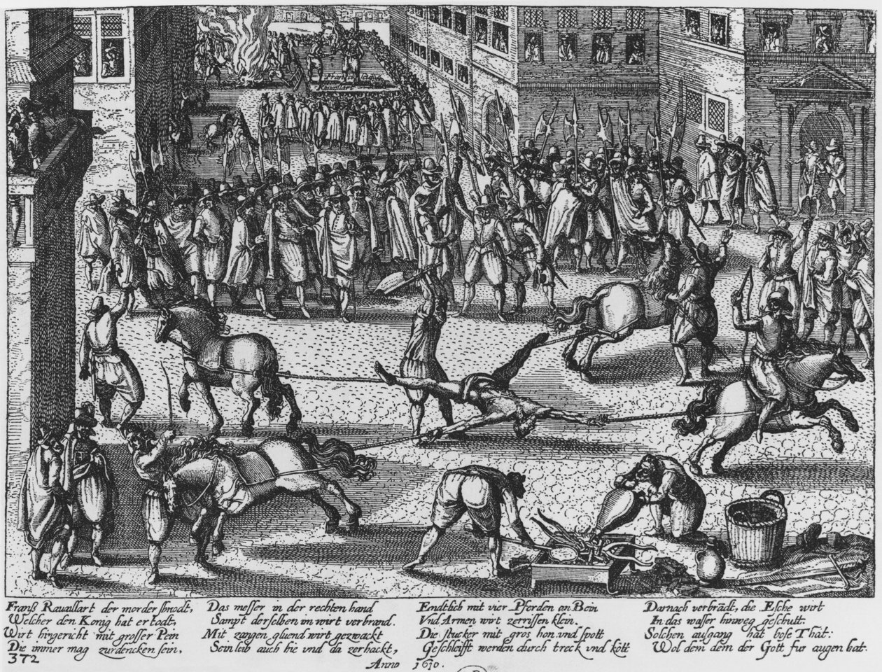 Poprava Francoise Ravaillaca, vraha krále Jindřicha IV., 1610 od German School