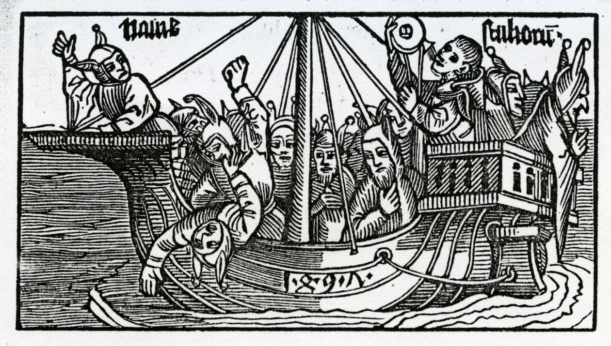 Frontispice k anglickému překladu knihy Sebastiana Brandta „The Ship of Fools“, vydání vydané v roce 1874 od German School