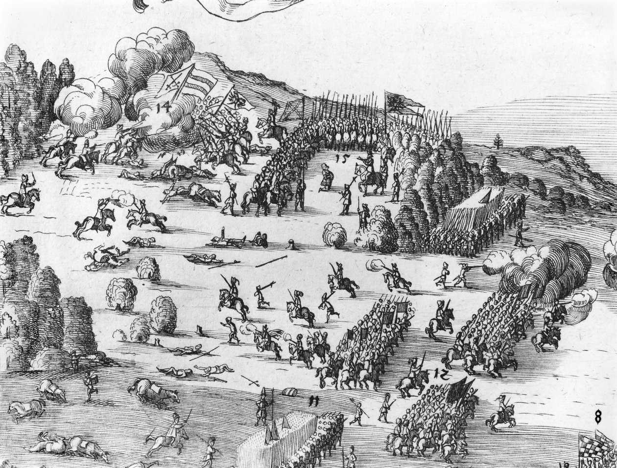 Celkový pohled na bitvu u Mühlbergu, detail, 24. dubna 1547 (viz také 217805 až 217808) od German School