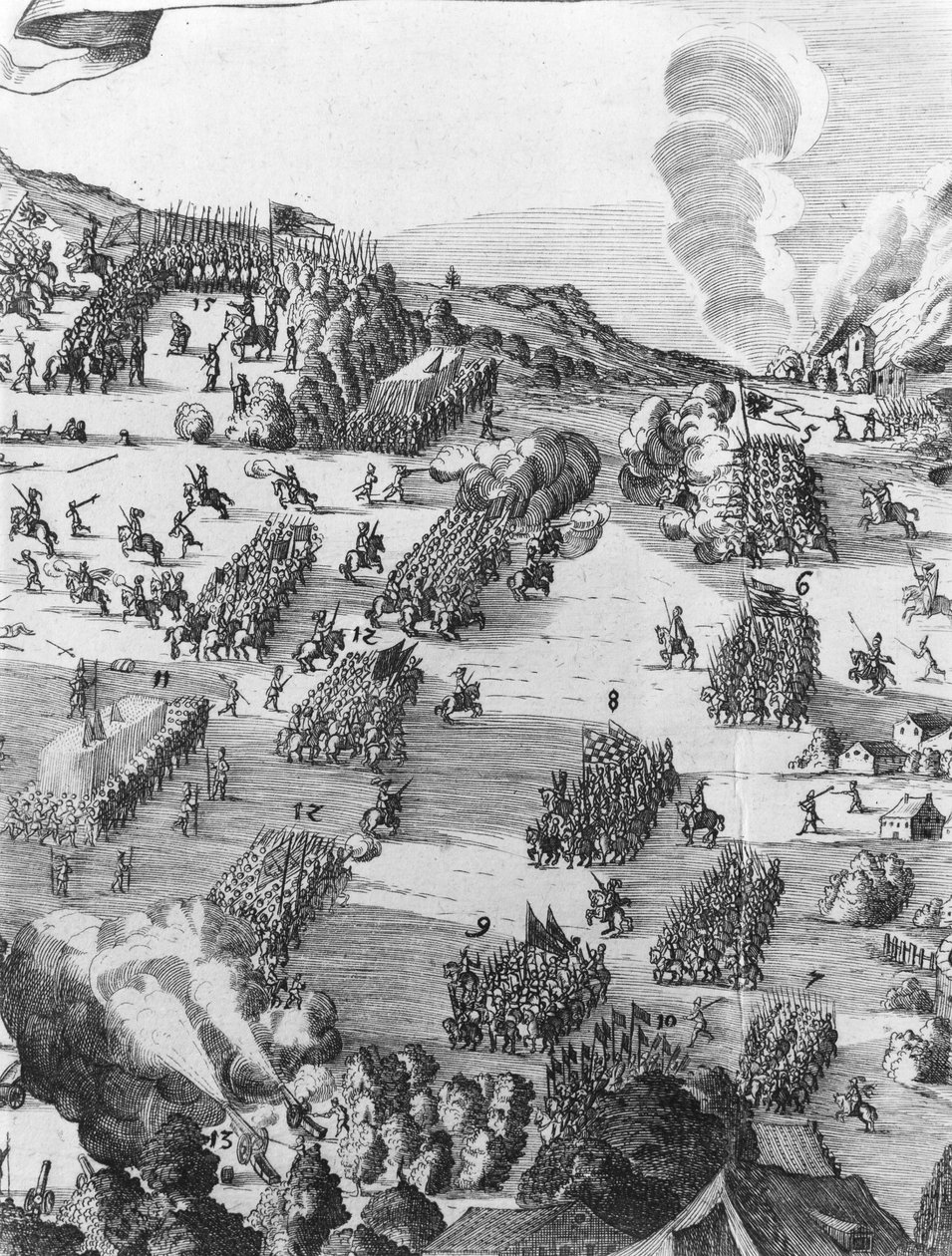 Celkový pohled na bitvu u Mühlbergu, detail, 24. dubna 1547 (viz také 217805) od German School