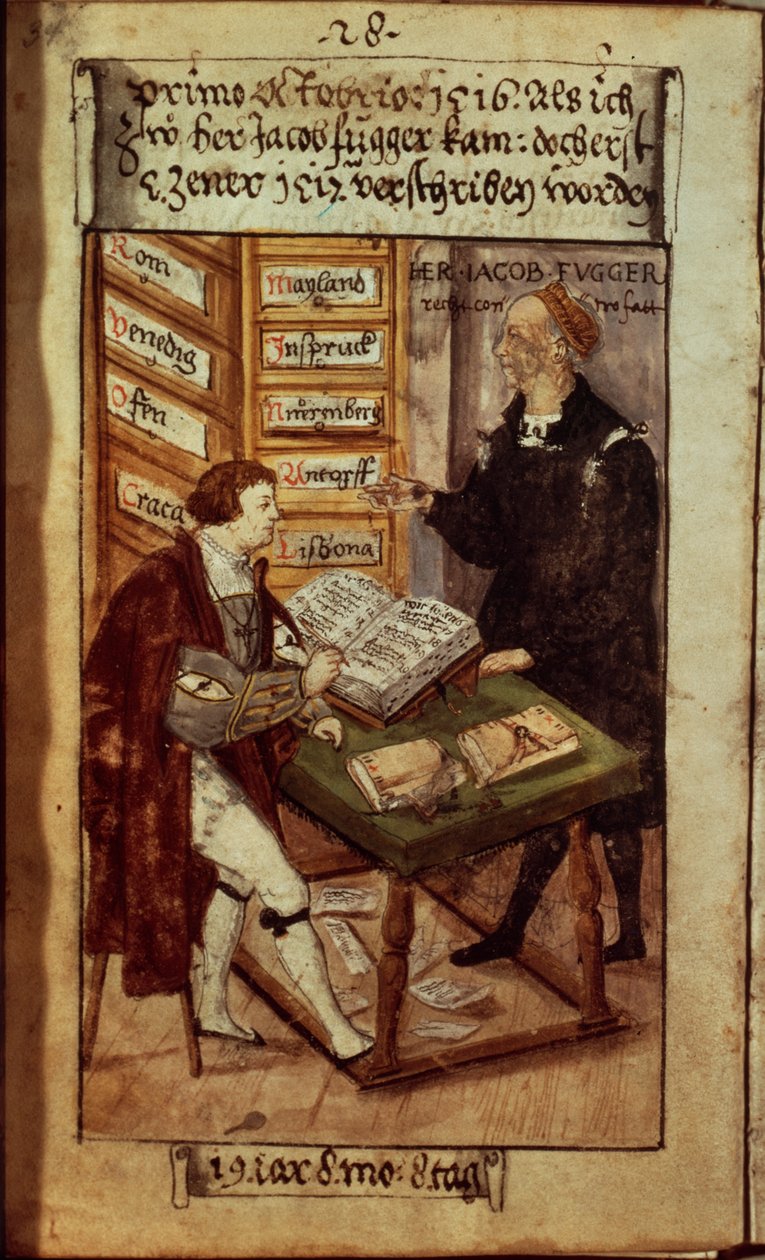 Jakob Fugger ve své kanceláři, 1518 od German School