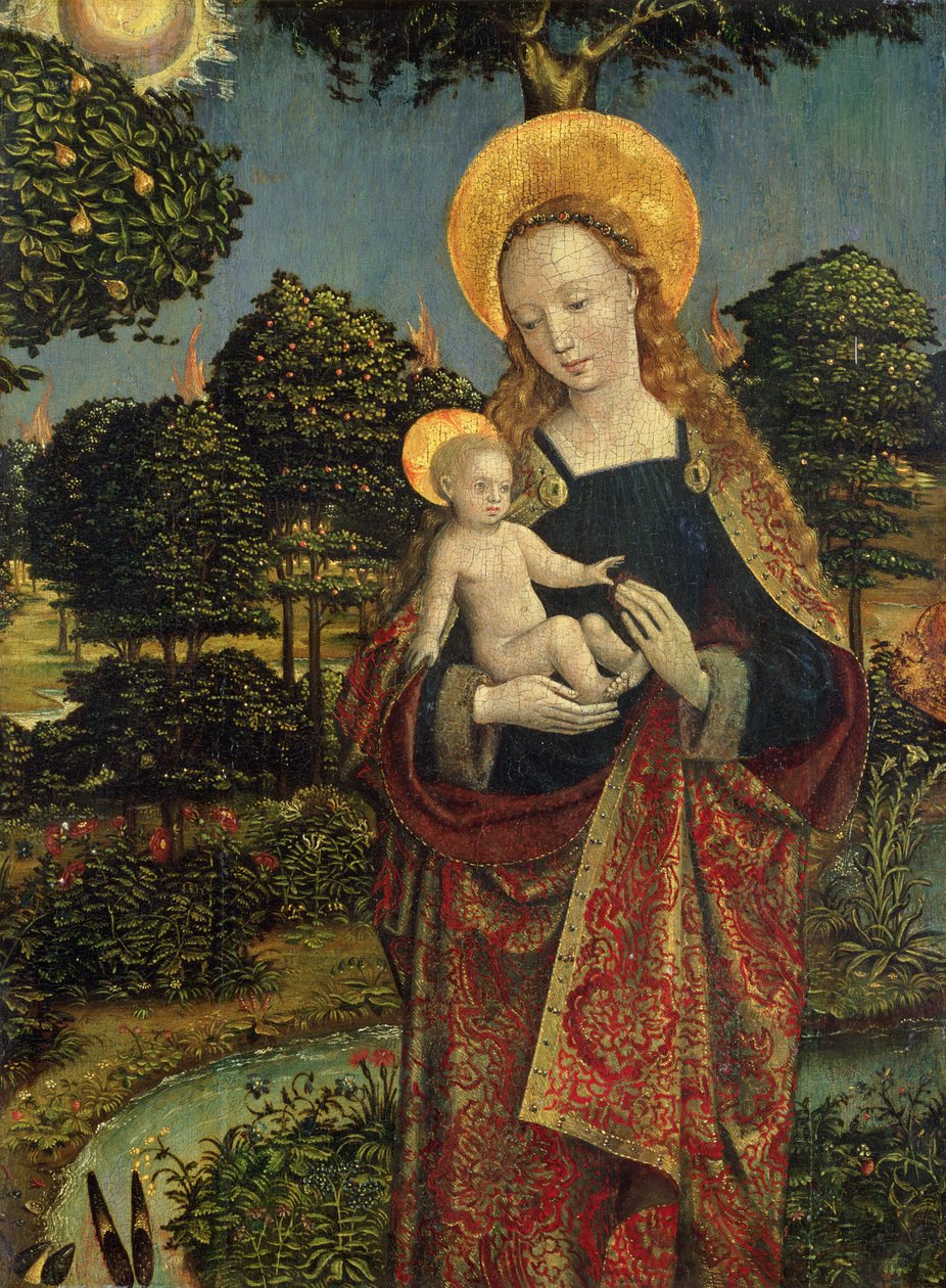 Madonna a dítě v krajině, 1470 (tempera na panelu) od German School