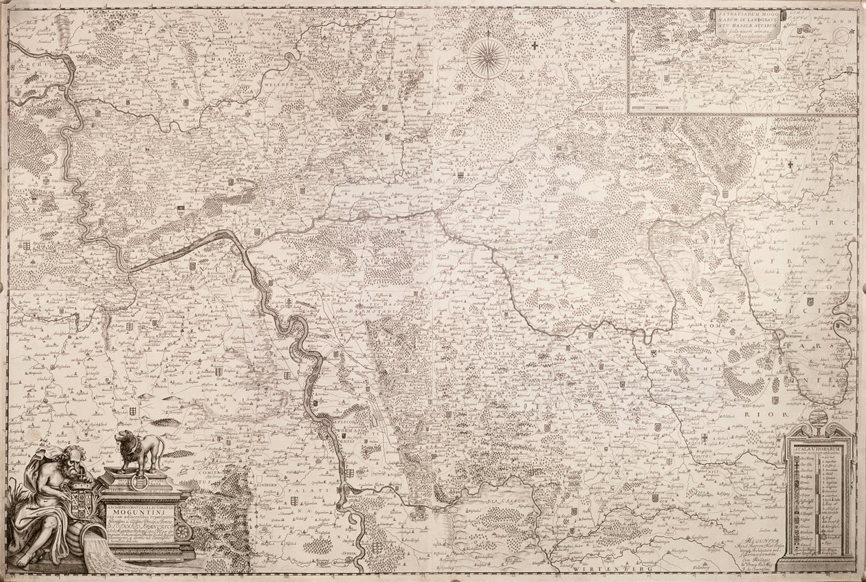 Mapa arcibiskupství a kurfiřtství Mainz, c. 1695 od German School