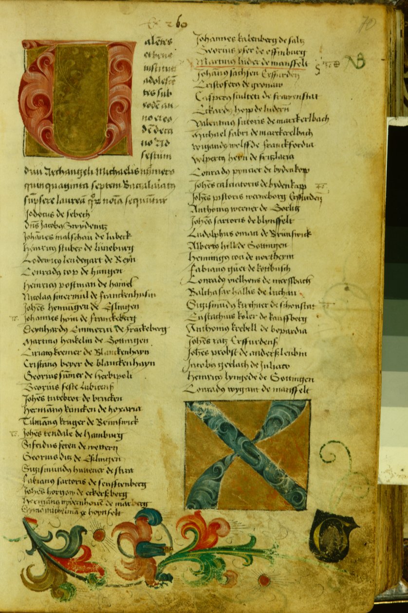 Zápisový list Martina Luthera na univerzitě v Erfurtu, duben 1501 od German School