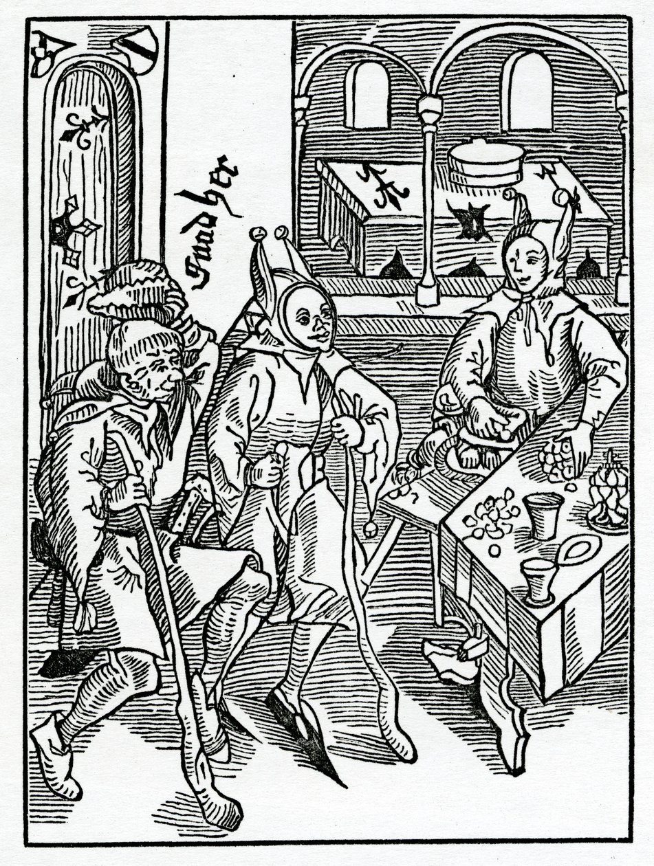 Of Auaryce nebo Couetyse a prodygalyt, ilustrace z anglického překladu Alexandra Barclaye „The Ship of Fools“, z vydání vydaného v roce 1874 od German School