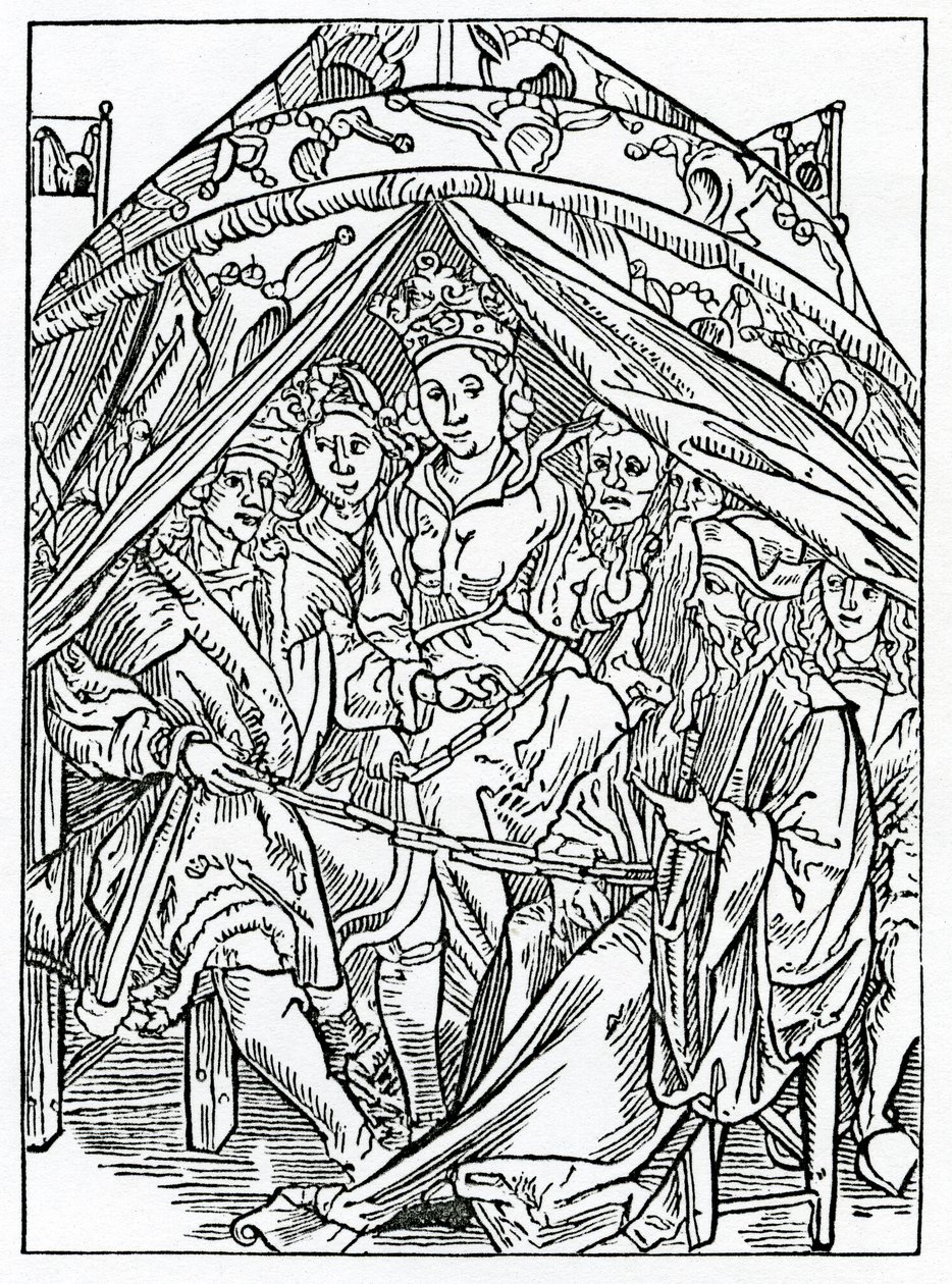 Ilustrace z anglického překladu knihy Alexandra Barclaye "The Ship of Fools" (Loď bláznů) z vydání z roku 1874. od German School
