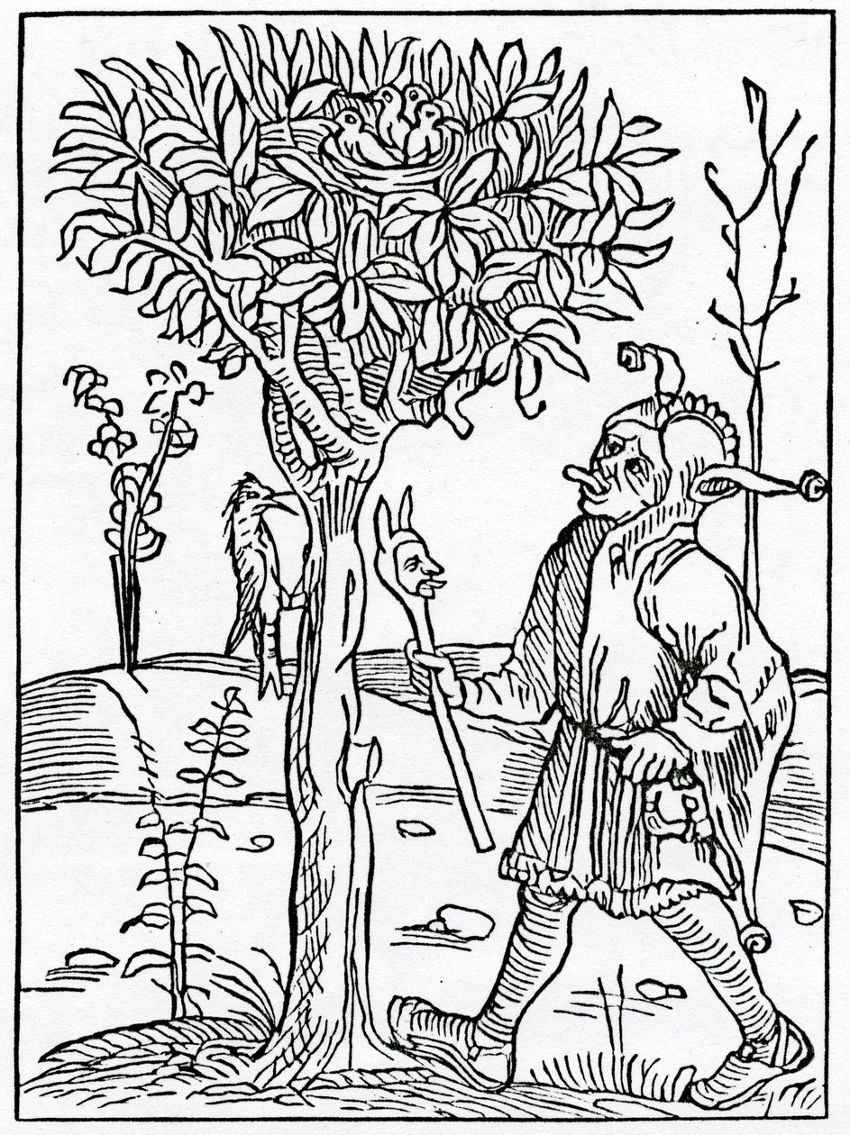 Of to moche spekynge nebo bablynge, ilustrace z anglického překladu Alexandra Barclaye „The Ship of Fools“, z vydání vydaného v roce 1874 od German School