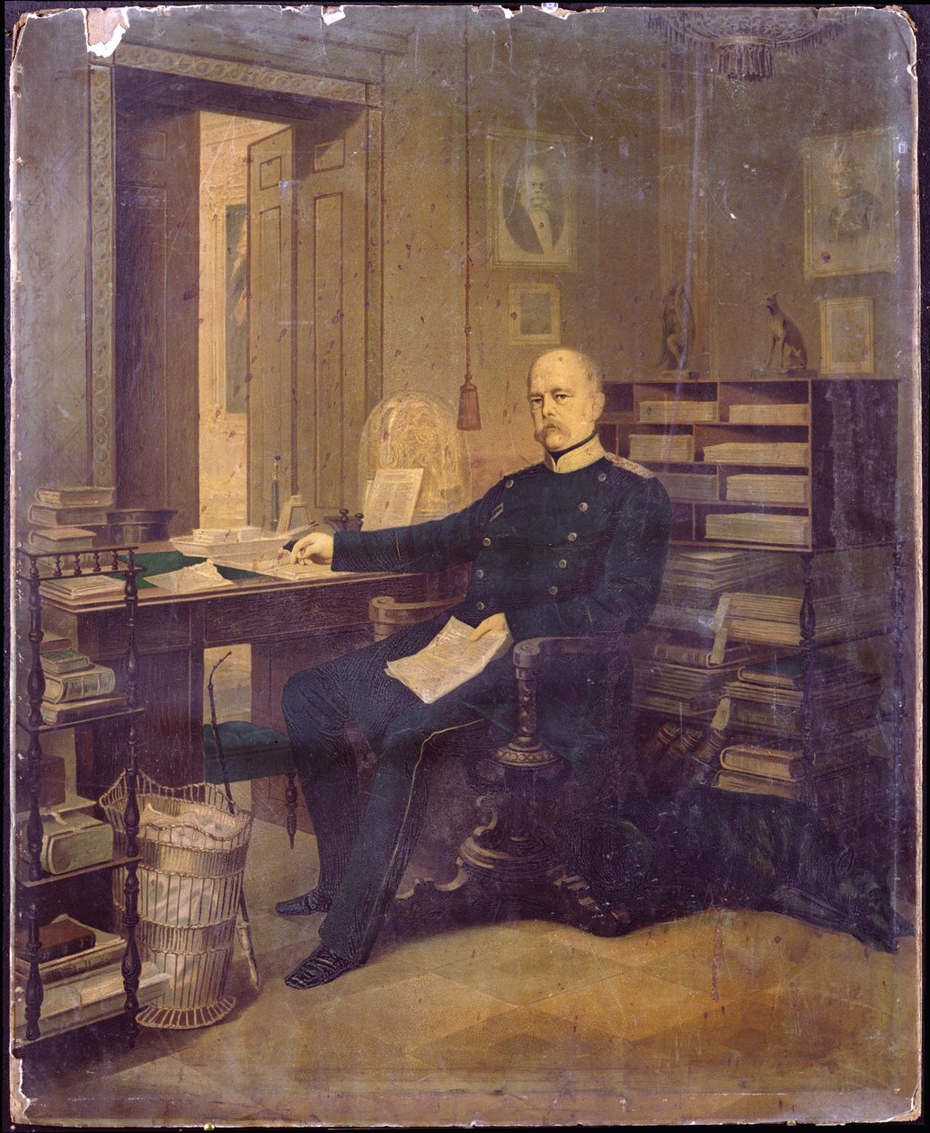 Otto von Bismarck ve své studii (wc na papíře na palubě) od German School