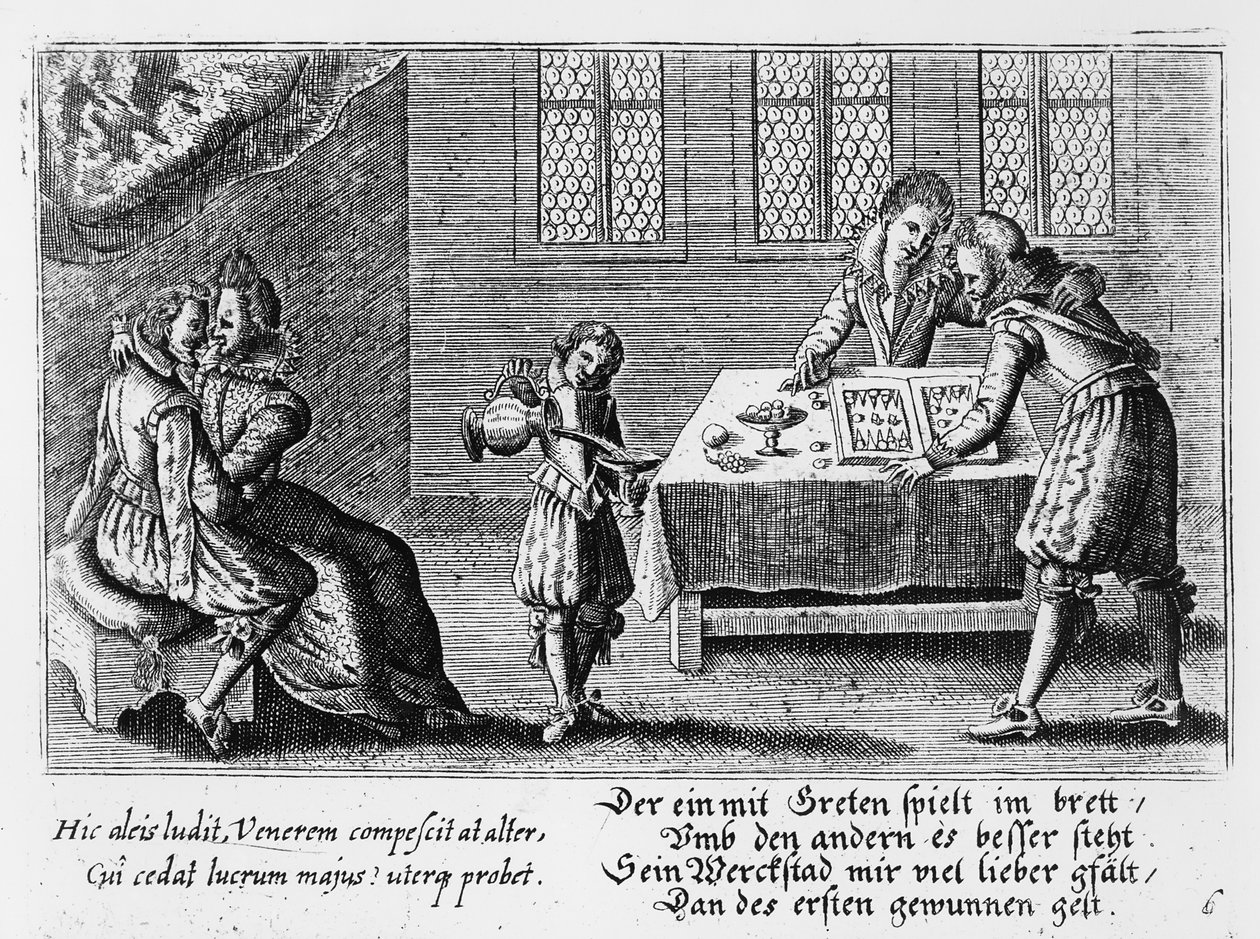 Lidé hrající backgammon od German School