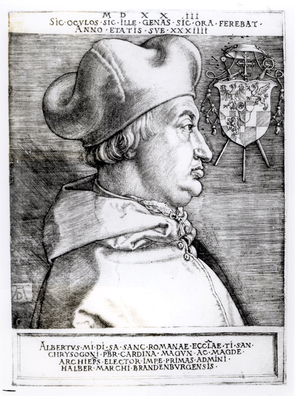 Portrét Alberta, kardinála kurfiřta mohučského, 1523 od German School