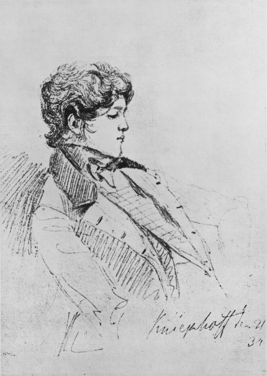 Portrét prince Otto von Bismarcka, 1834 (inkoust na papíře) od German School