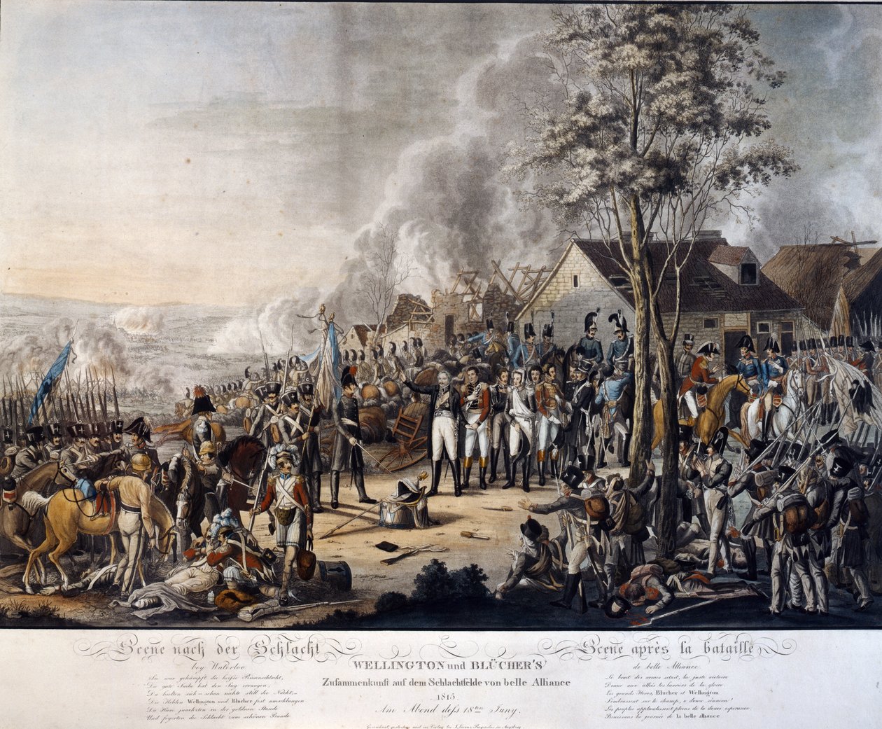 Scéna po bitvě u Waterloo, 18. června 1815 od German School