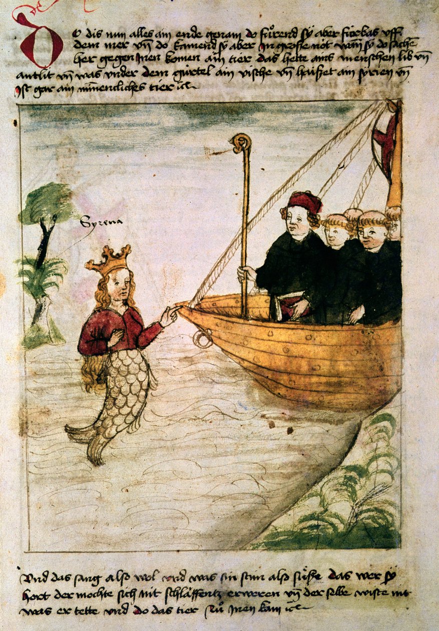 Svatý Brendan a siréna, z německého překladu Cesta opata St Brendan, c.1476 od German School