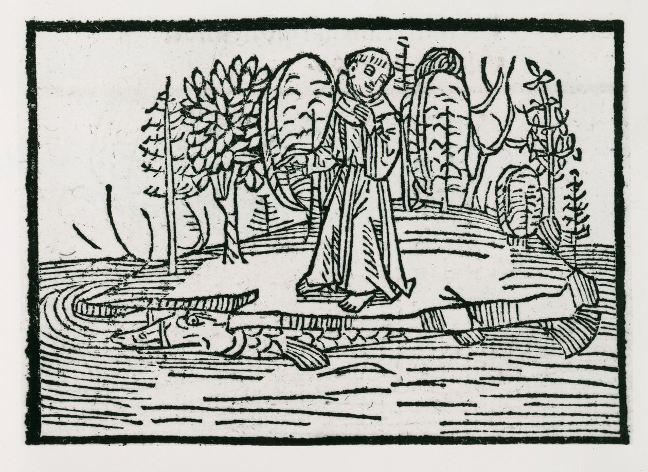 St. Brendan na rybím ostrově, ilustrace z 