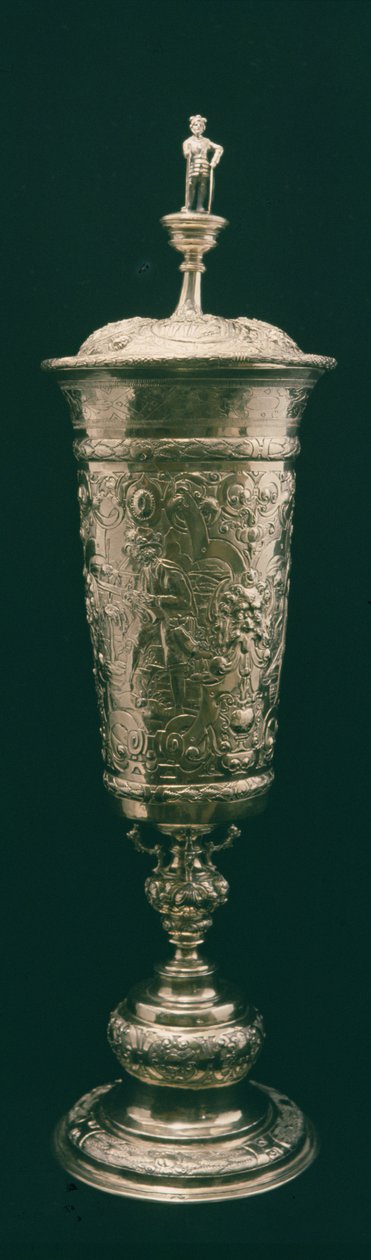 Stojatý pohár a víko, Norimberk, cca 1600 (stříbrně zlacené) od German School