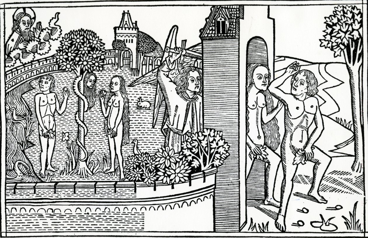 Pád člověka, ilustrace z Quentel Bible, vydané v roce 1478 od German School
