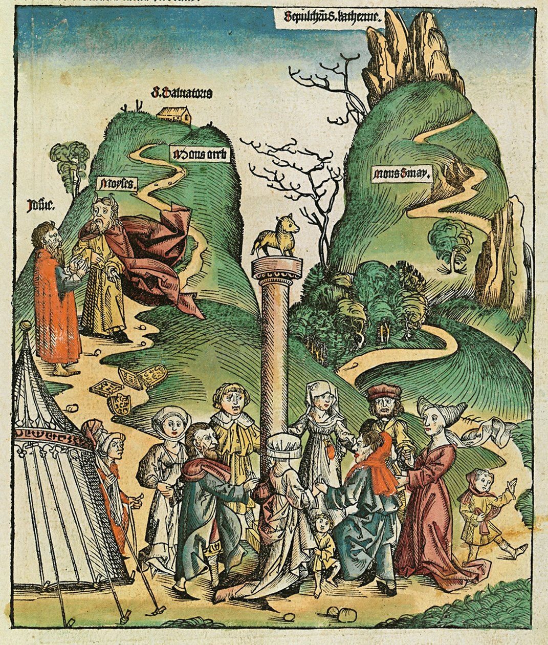 Zlaté tele, publikované v Norimberské kronice, 1493 od German School