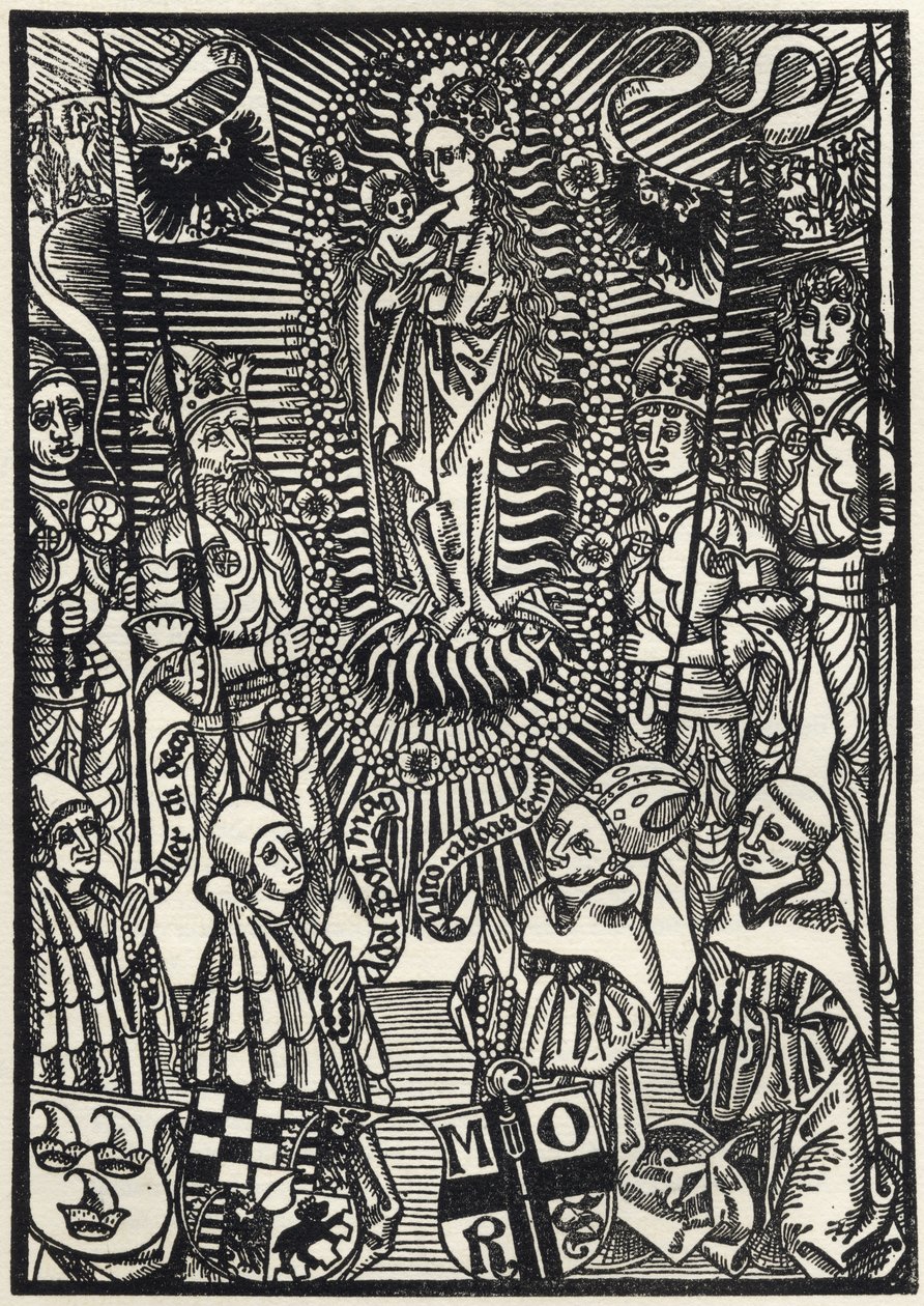 Madonna in Glory, z „Katalogu sbírky rytin, leptů a dřevořezů“, od Richarda Fishera, vydaný v roce 1879 od German School