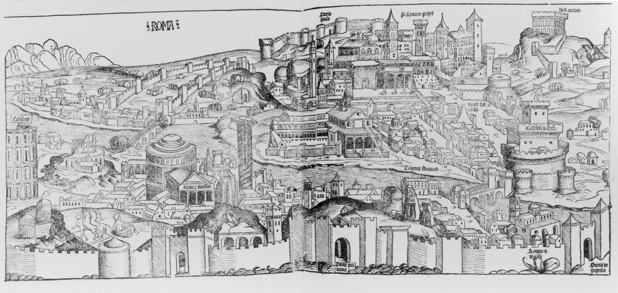 Pohled na Řím, 1493 od German School