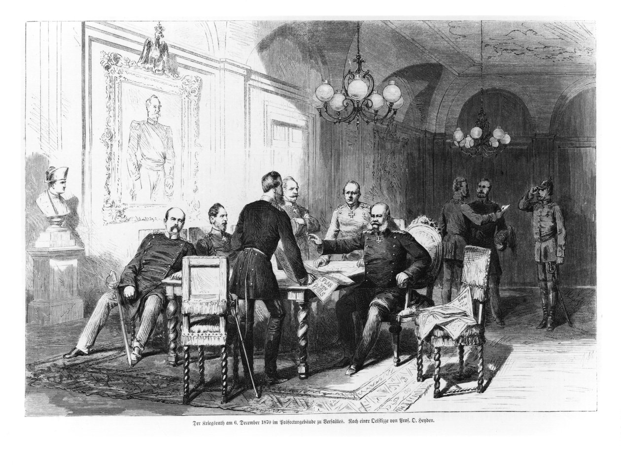 Válečná rada v prefektuře Versailles dne 6. prosince 1870, ilustrace z 