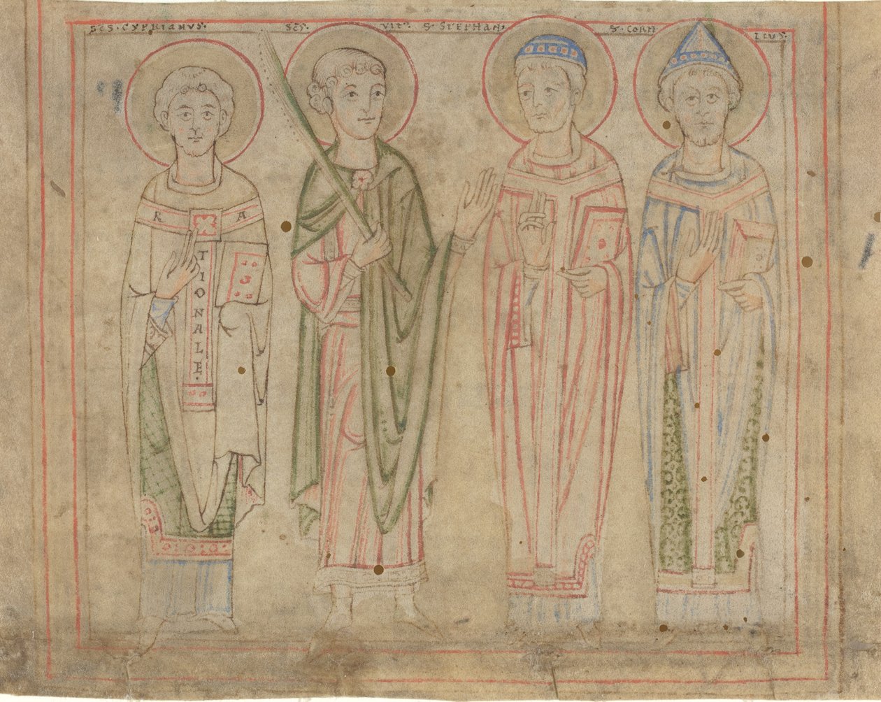 Svatí Cyprián, Vít, Štěpán a Kornélius od German 12th Century