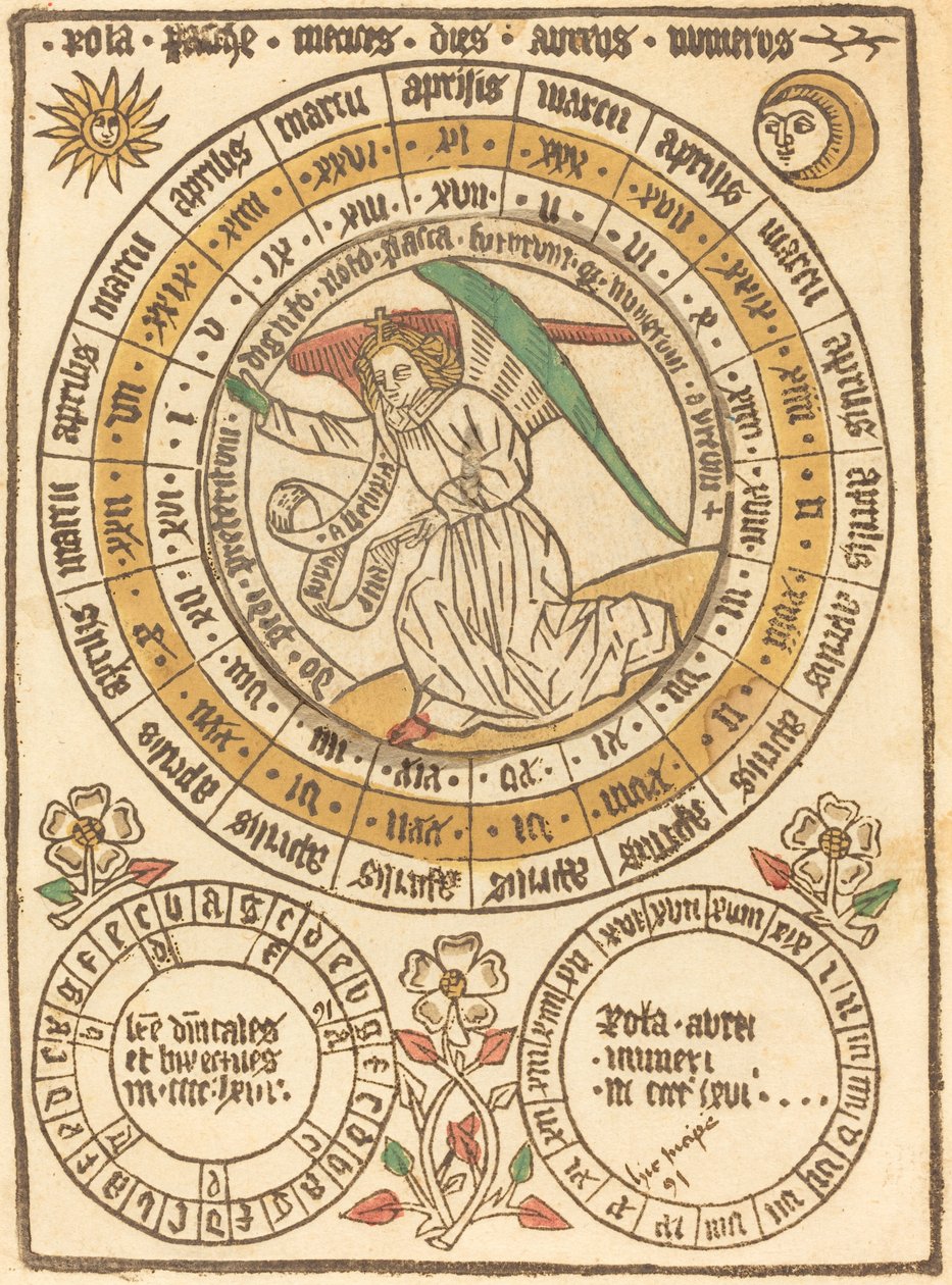 Velikonoční kalendář začínající rokem 1466 od German 15th Century