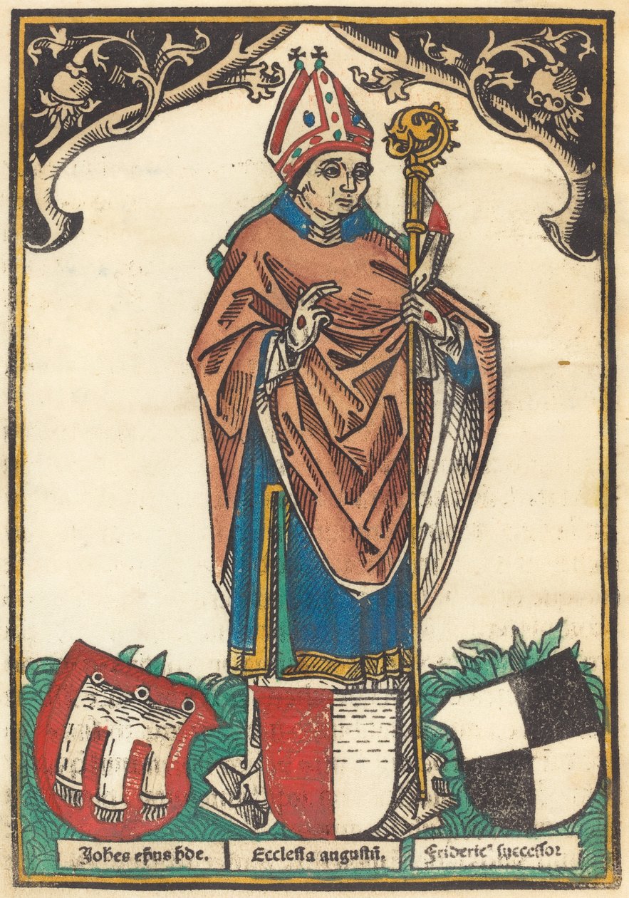 Biskup z Augsburgu se třemi erby od German 15th Century
