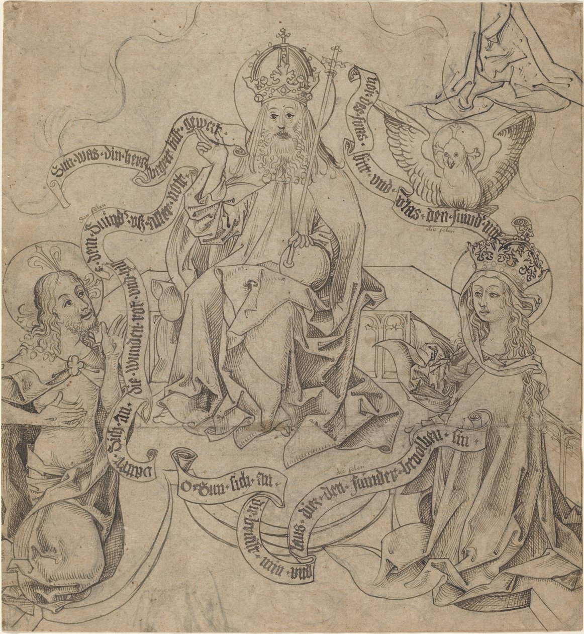 Kristus a Maria se přimlouvají u Boha Otce od German 15th Century