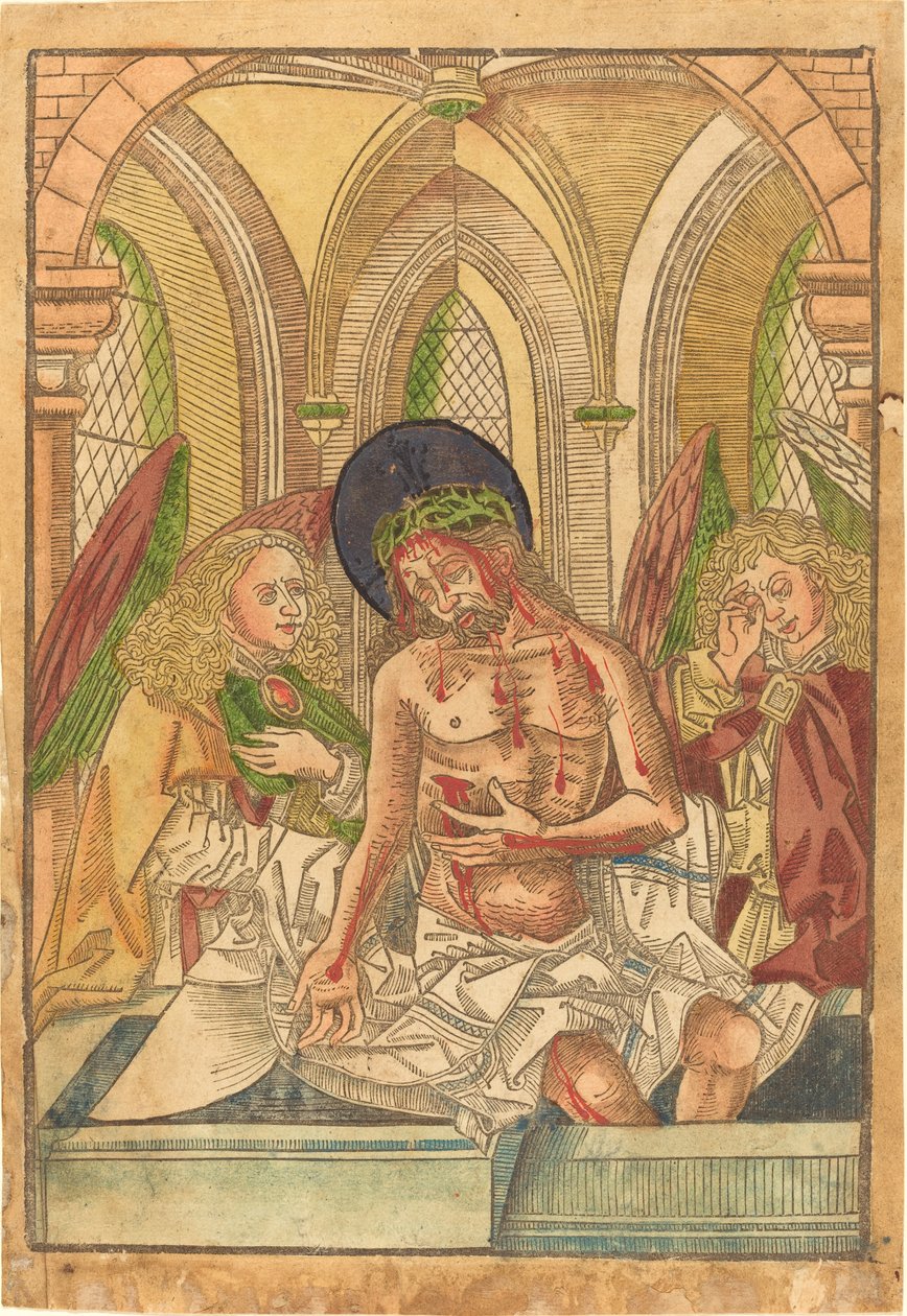 Kristus v hrobě se dvěma anděly od German 15th Century