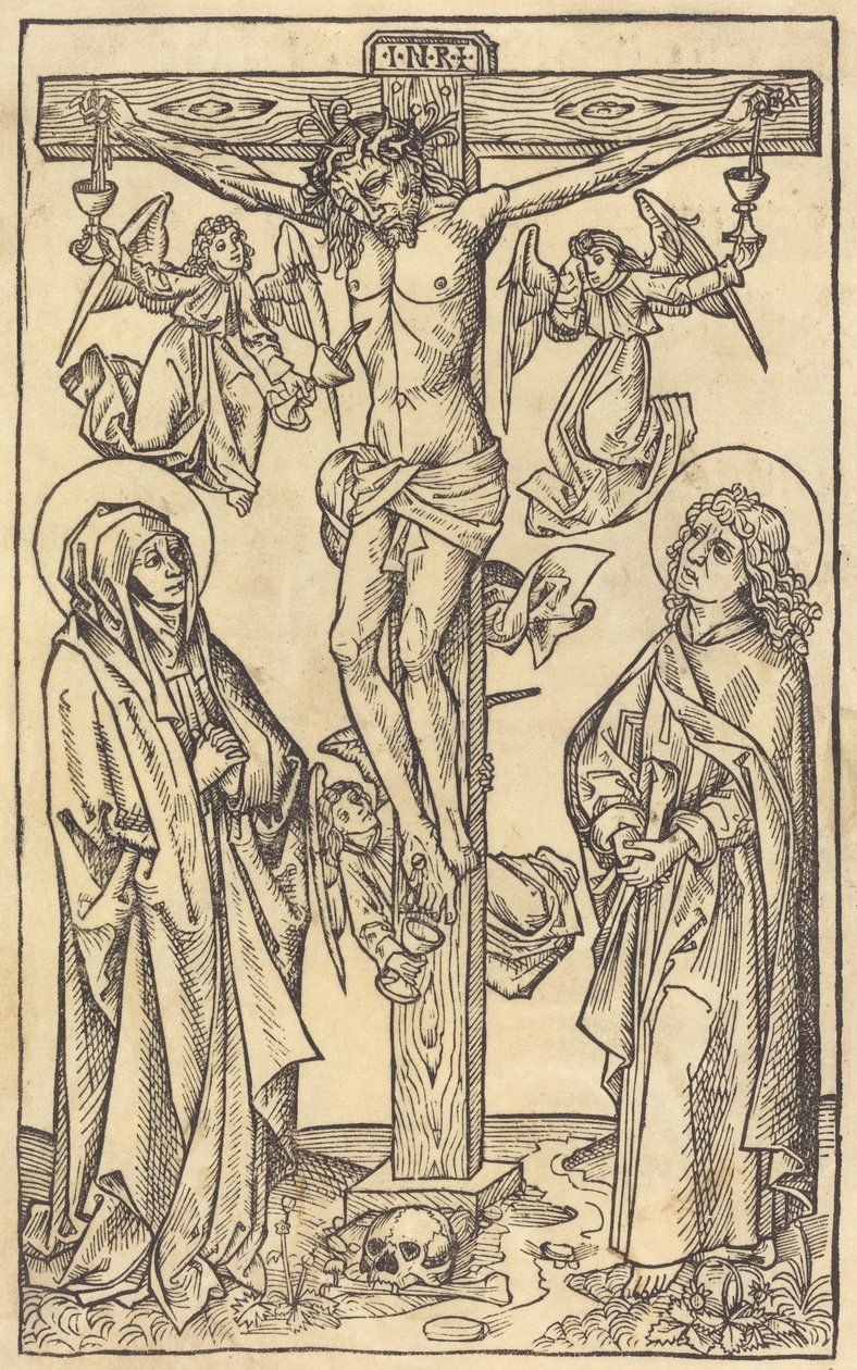 Kristus na kříži s anděly od German 15th Century