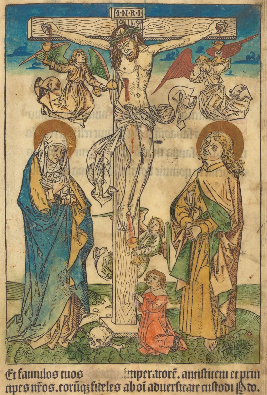 Kristus na kříži s anděly od German 15th Century