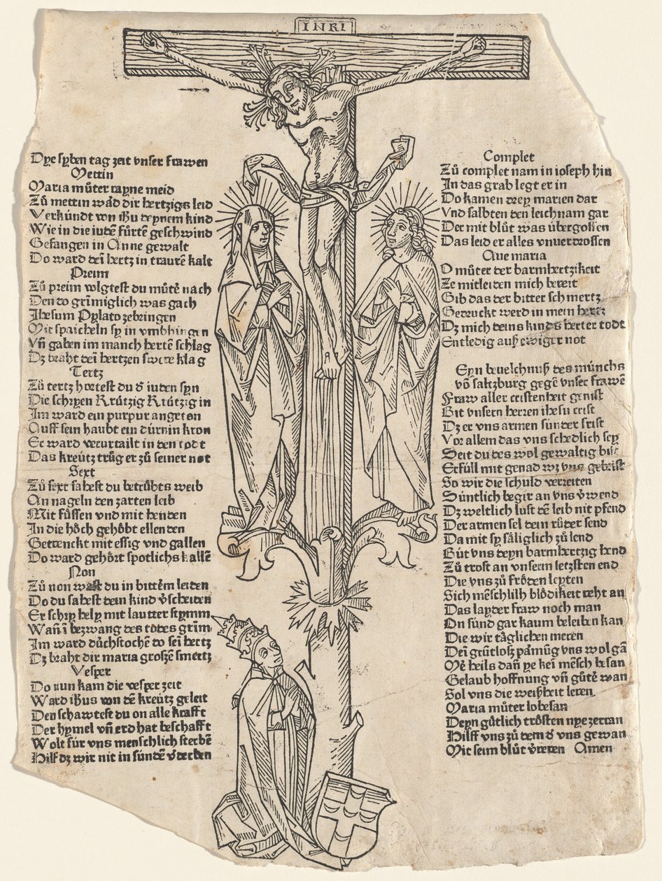 Kristus na kříži s papežem Piem II od German 15th Century