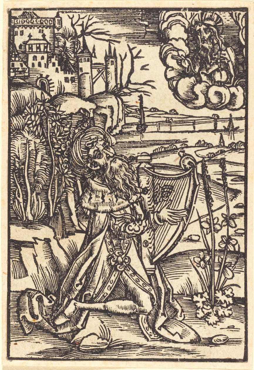 David hraje na harfu od German 15th Century