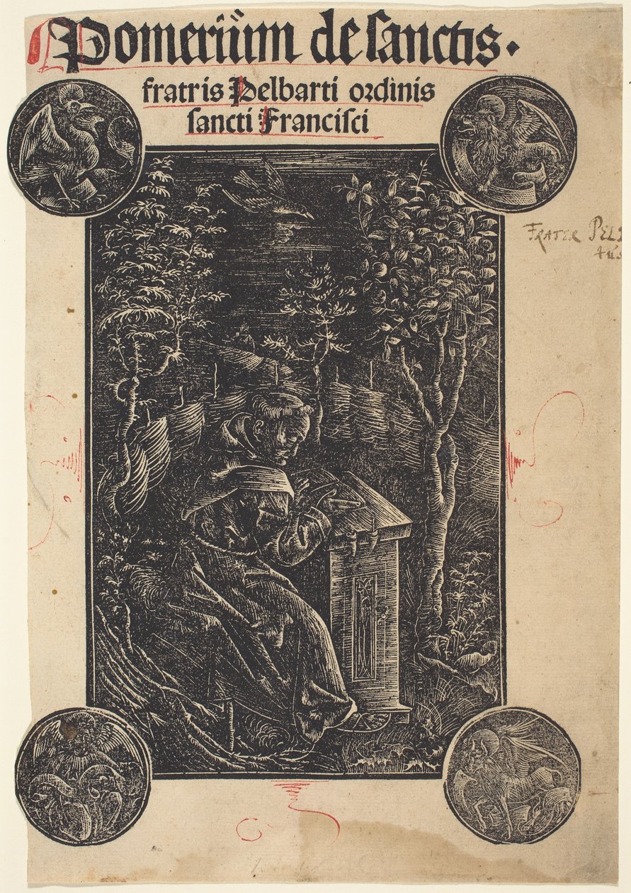 Františkán, Pelbartus z Temesvar, v zahradě od German 15th Century