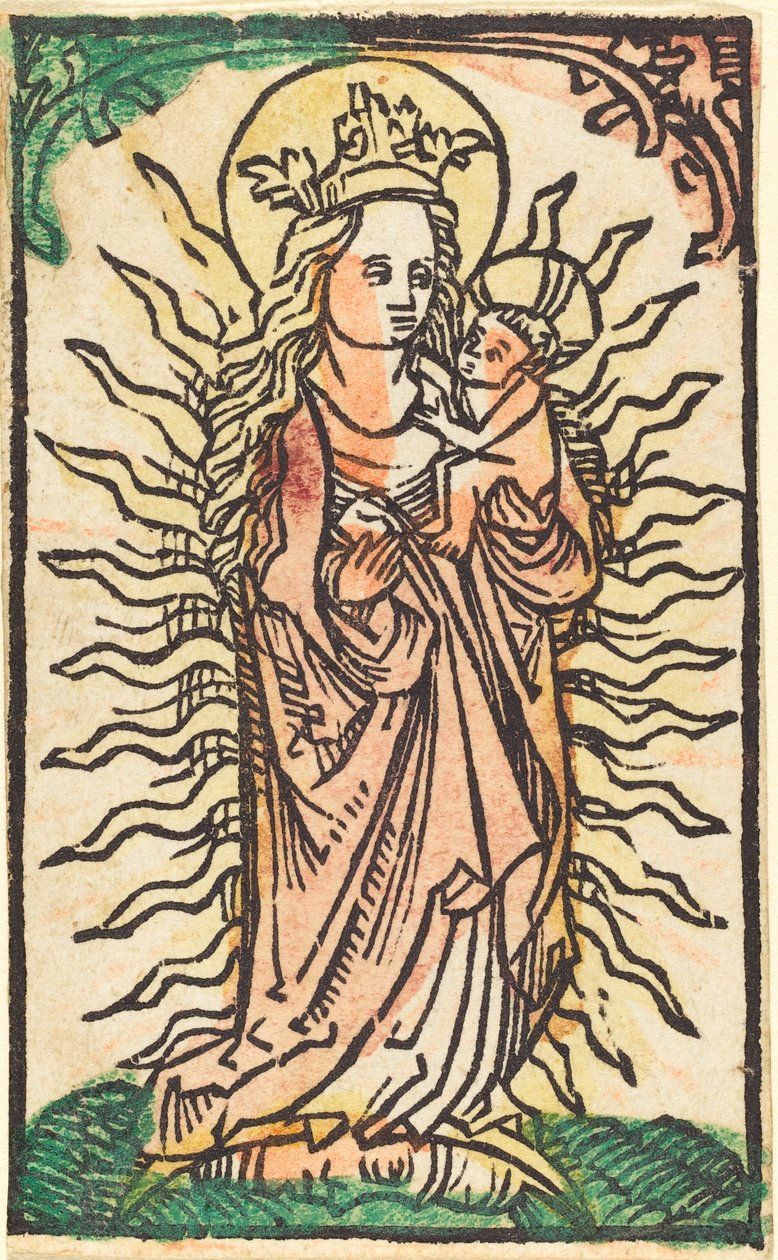 Madonna a dítě v slávě stojící na půlměsíci od German 15th Century