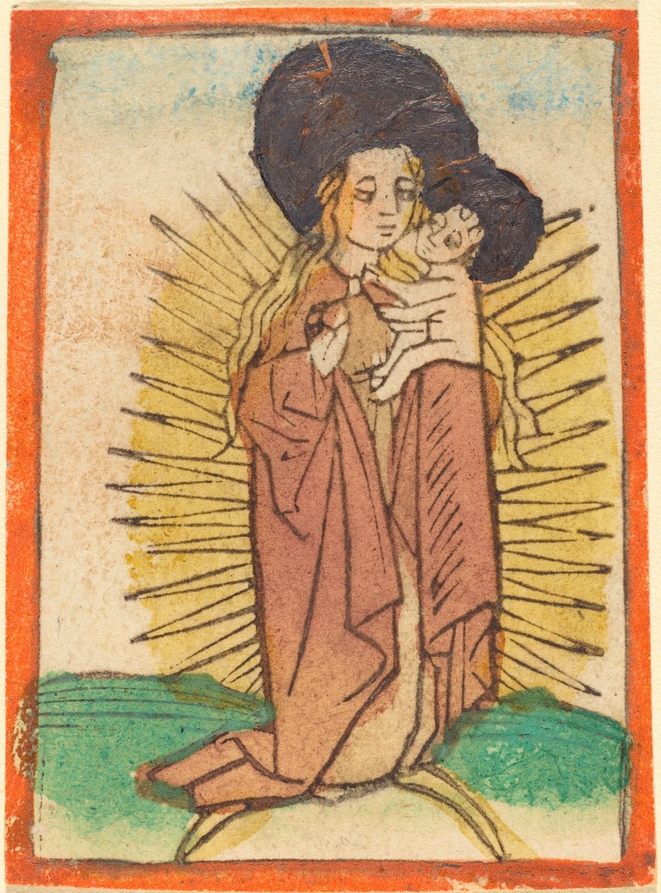 Madonna a dítě v slávě stojící na půlměsíci od German 15th Century