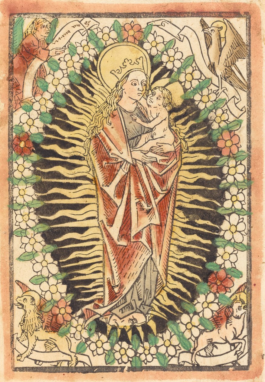 Madona s dítětem v růženci od German 15th Century