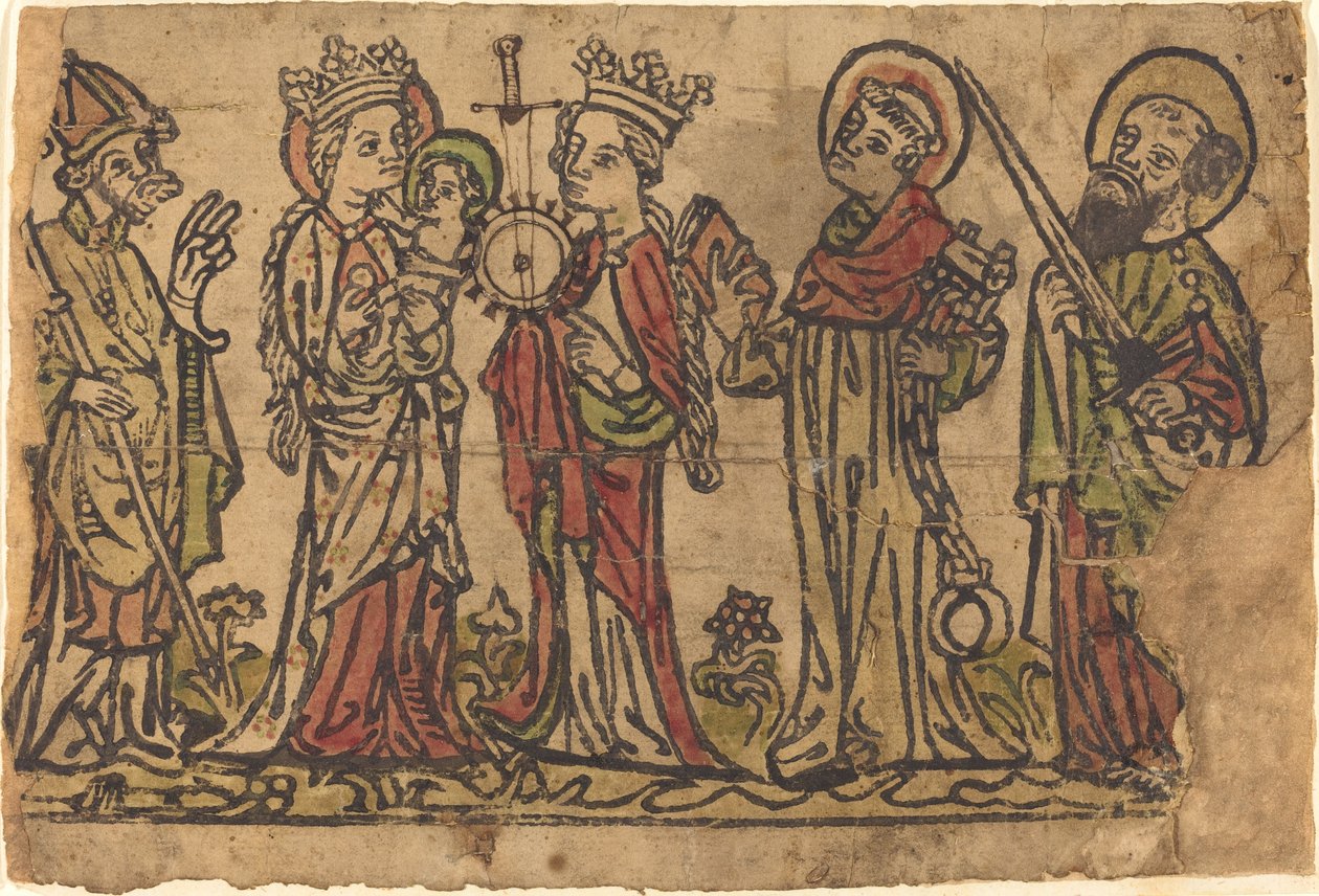 Madona a dítě se čtyřmi svatými od German 15th Century
