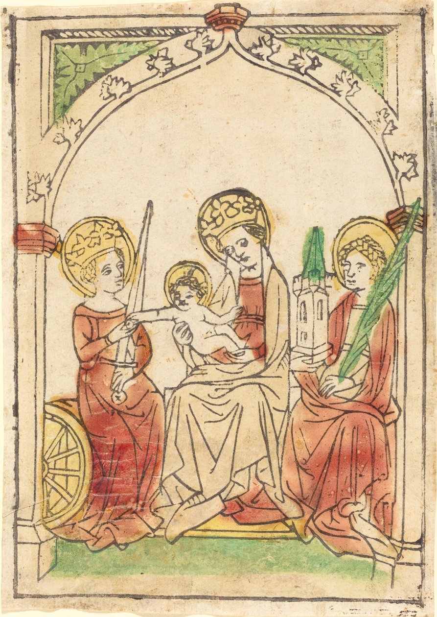 Madona mezi svatou Kateřinou a Barborou od German 15th Century