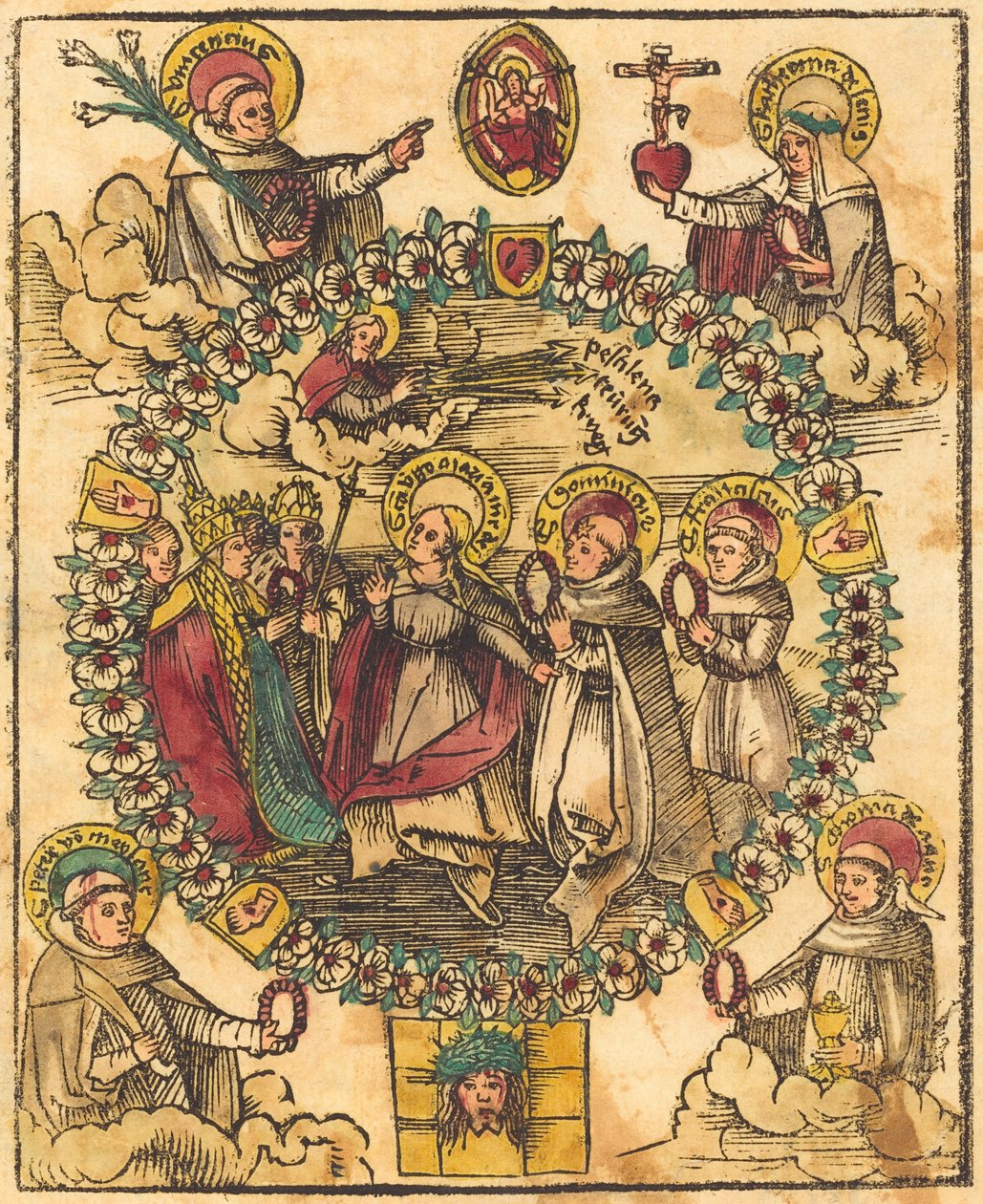 Madona v růženci se svatými od German 15th Century