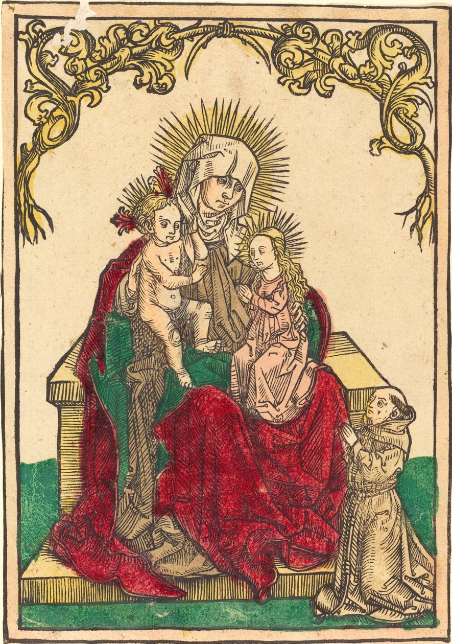 Svatá Anna, Madona s dítětem a františkánský mnich od German 15th Century