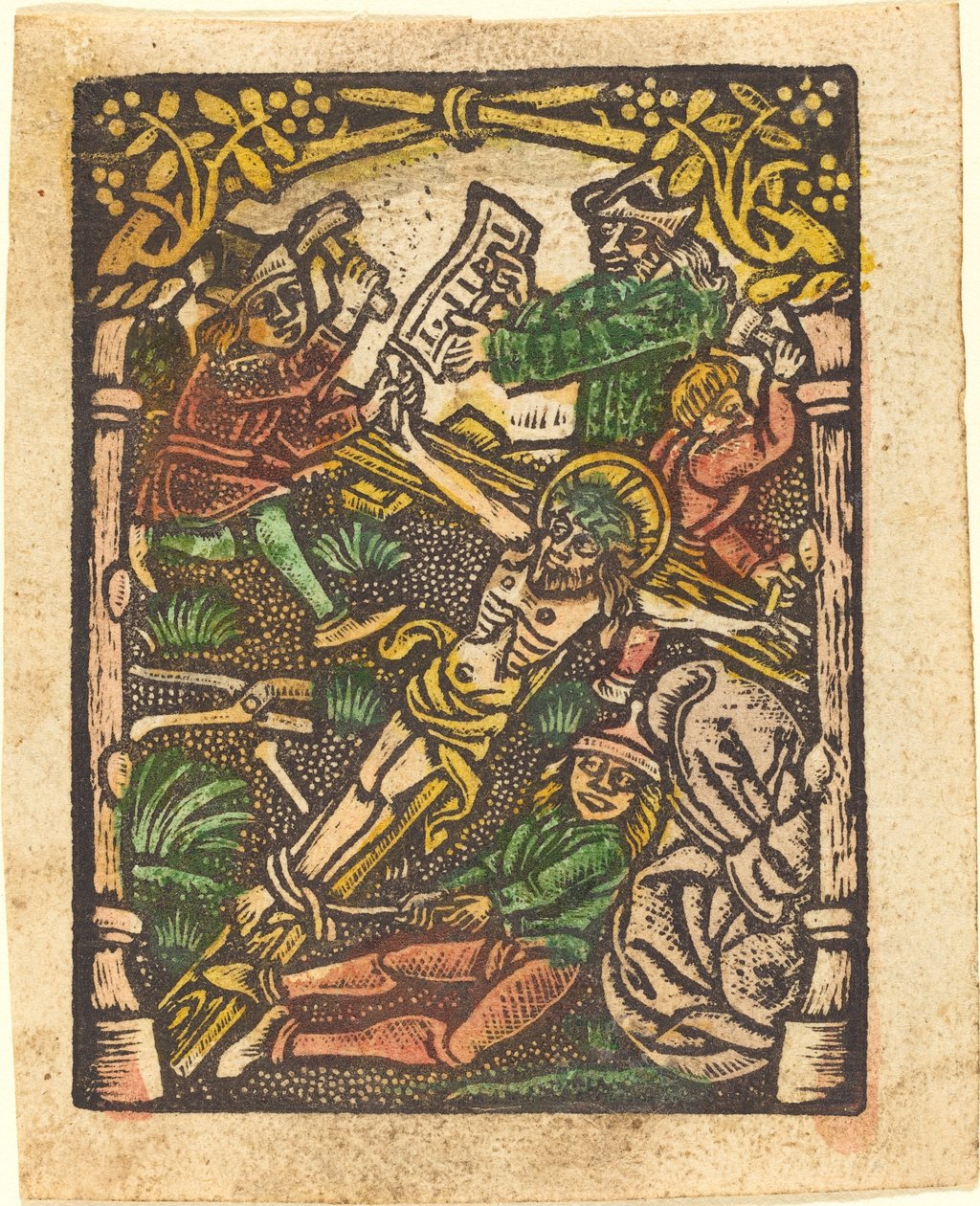 Kristus přibitý na kříž od German 15th Century or Master of the Meshed Background