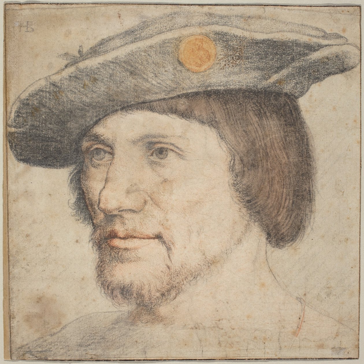 Portrét muže v klobouku s medailonem od German 16th Century